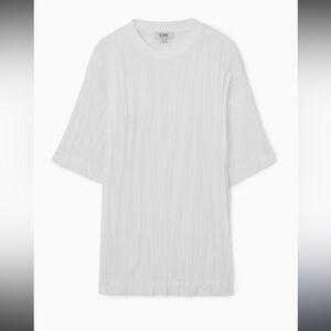 COS pleated white short sleve top - size S